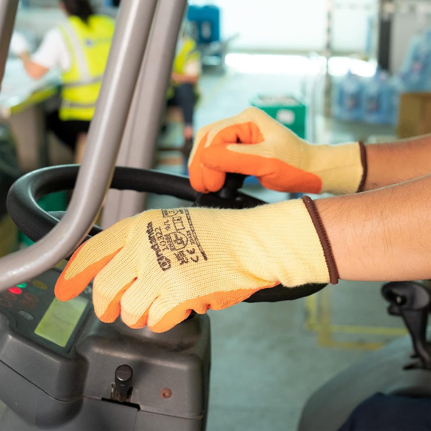 ANDANDA 1/3/12 Pairs Safety Work Gloves, Seamless Knit Work Gloves with Latex Coated Suitable for Men & Women, Orange