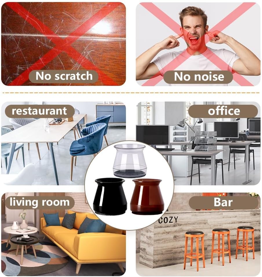40 Pack Extra Small Chair Leg Floor Protectors Silicone Covers to Protect Floors Universal XS Clear Fit (8/16"-15/16")