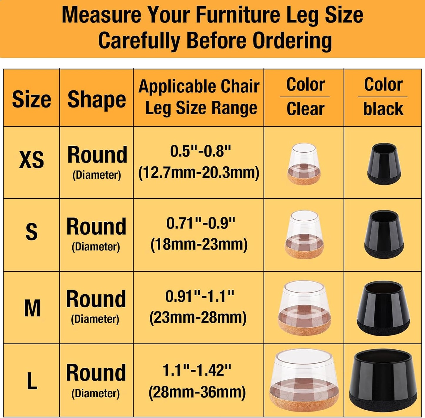 32 Pcs New Chair Leg Floor Protectors, Silicone Chair Leg Protectors for Hardwood Floors, Floor Protectors for Chairs, Chair Leg Caps Protect Wooden Floors from Scratching, Won't Tear