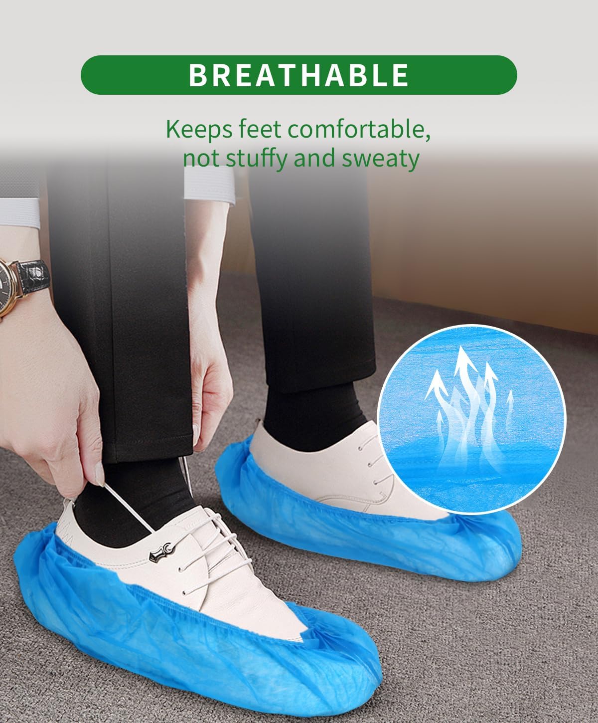 50Pcs(25 Pairs) Non-Woven Shoe Covers Disposable Non Slip for Indoors, Breathable | Durable | Boot Covers, Fits Up to Size 13 US Men (Blue)