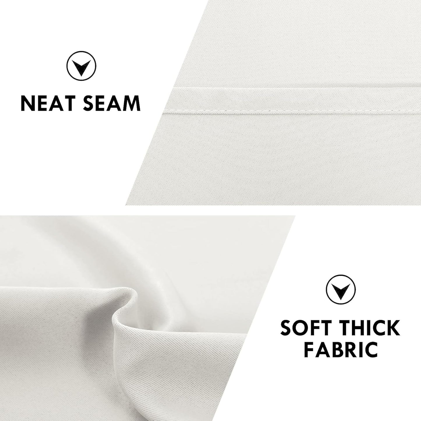 DWCN Blackout Curtains Thermal Insulated, Energy Saving & Noise Reducing Bedroom and Living Room Curtains, Ivory, W 52x L 63 Inch, Set of 2 Rod Pocket Curtain Panels