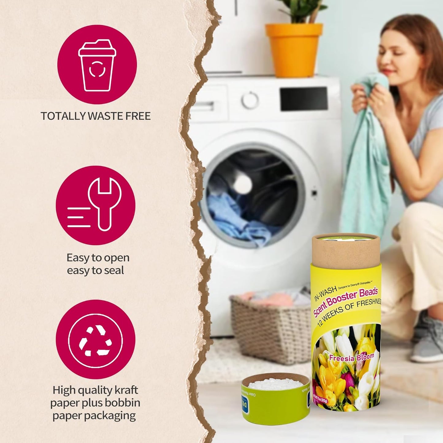 DR.EASY Laundry Scent Boosters 312g,Freesia Bloom Scent Boosters for Washer，Bulk Laundry Booster Beads and fabric scent booster，Fresh Scented Clothes fo 12 Weeks