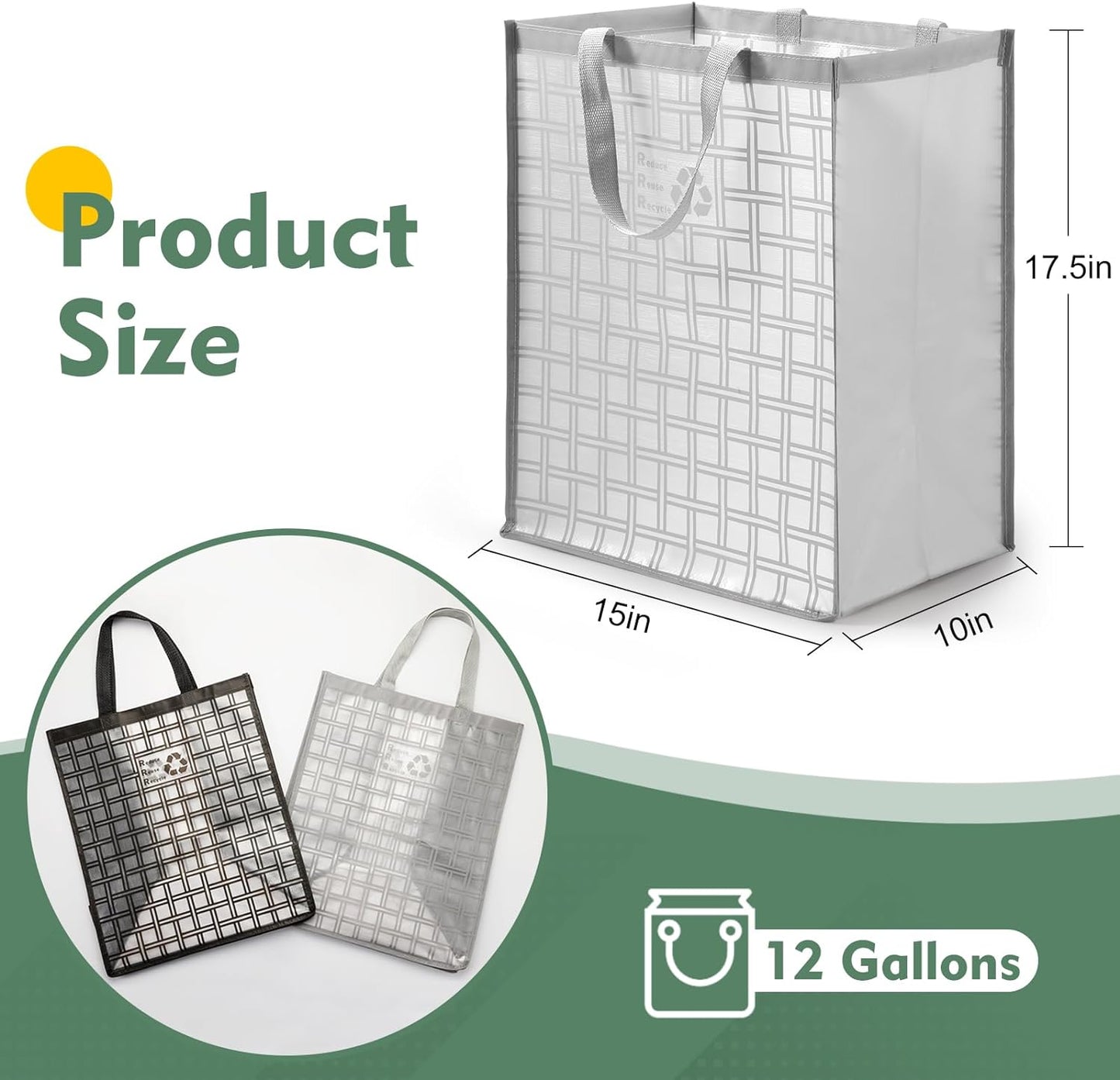 Lily queen Recycle Bin Bags for Kitchen Home Trash Cans Sorting Bins 12 Gallon Set of 2