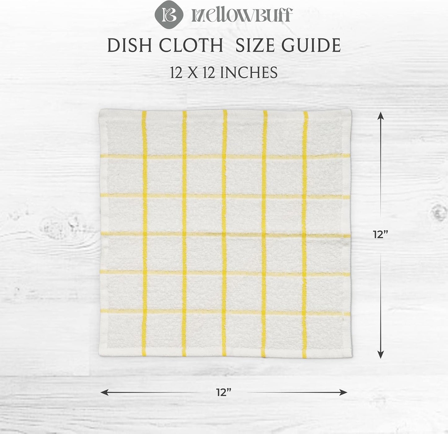 100% Cotton Terry Dish Cloth & Dish Towel, 6 Pack, Super Soft and Absorbent Kitchen Towels, Perfect for Kitchen Cleaning and Dish Washing (Yellow (DT and DC Combo))