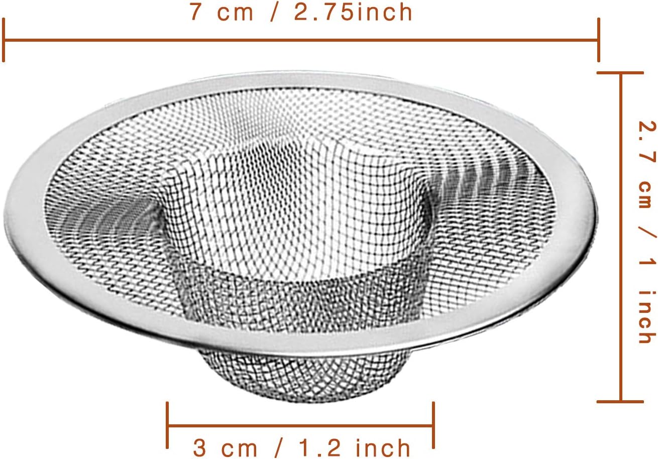 4pcs Heavy Duty Stainless Steel Kitchen Sink Strainer, 2.75" Top / 1" Mesh Metal Sink Strainer,Perfect for Kitchen Sink/Bathroom Bathtub Wash basin Floor drain balcony Drain Hole, Utility