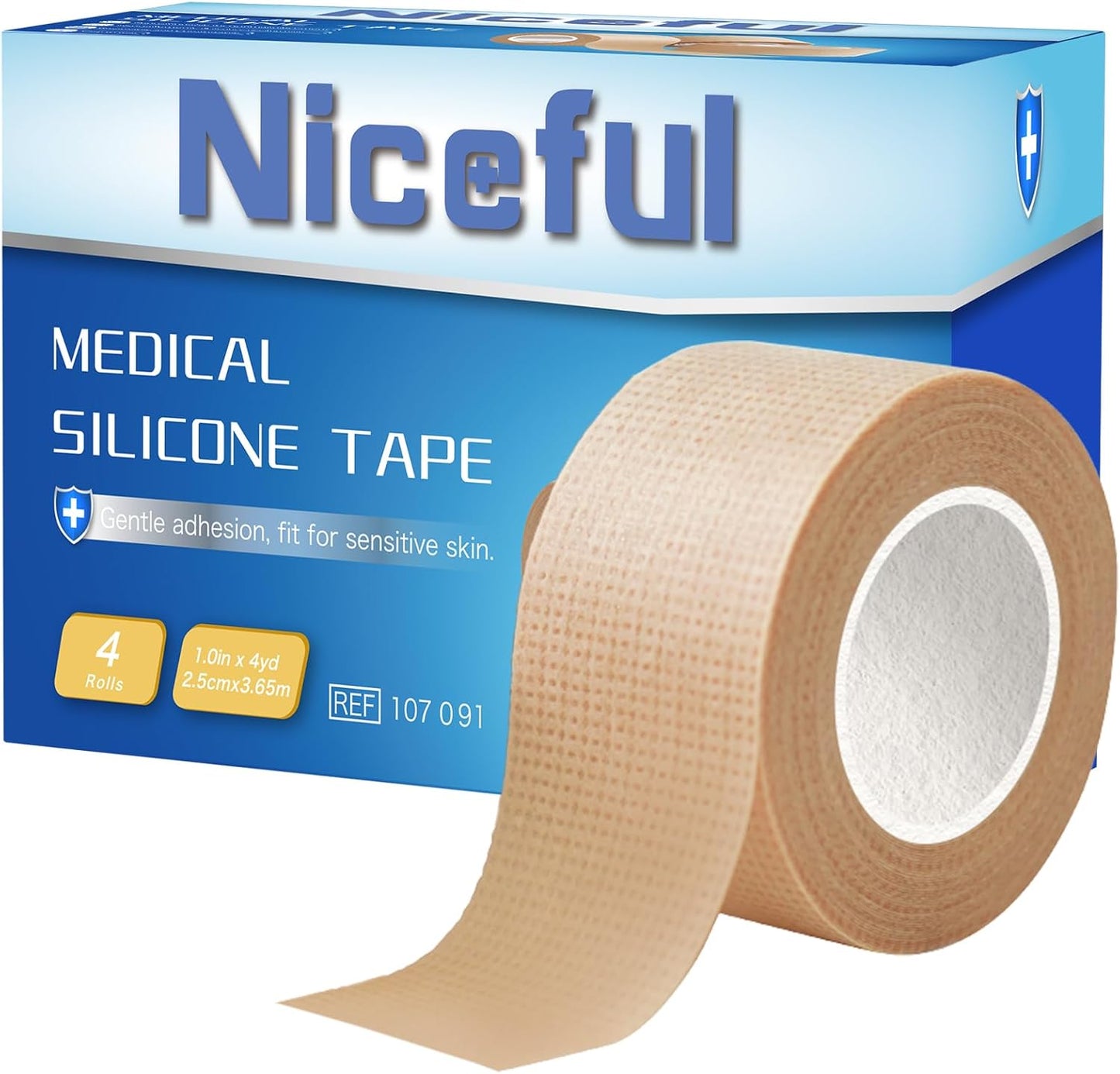 4 Rolls Medical Tape 1" x 4 Yard - Silicone Tape for Wound Care, Secures Dressings and Gauze, Easy to Remove, Waterproof Surgical Tape for Skin