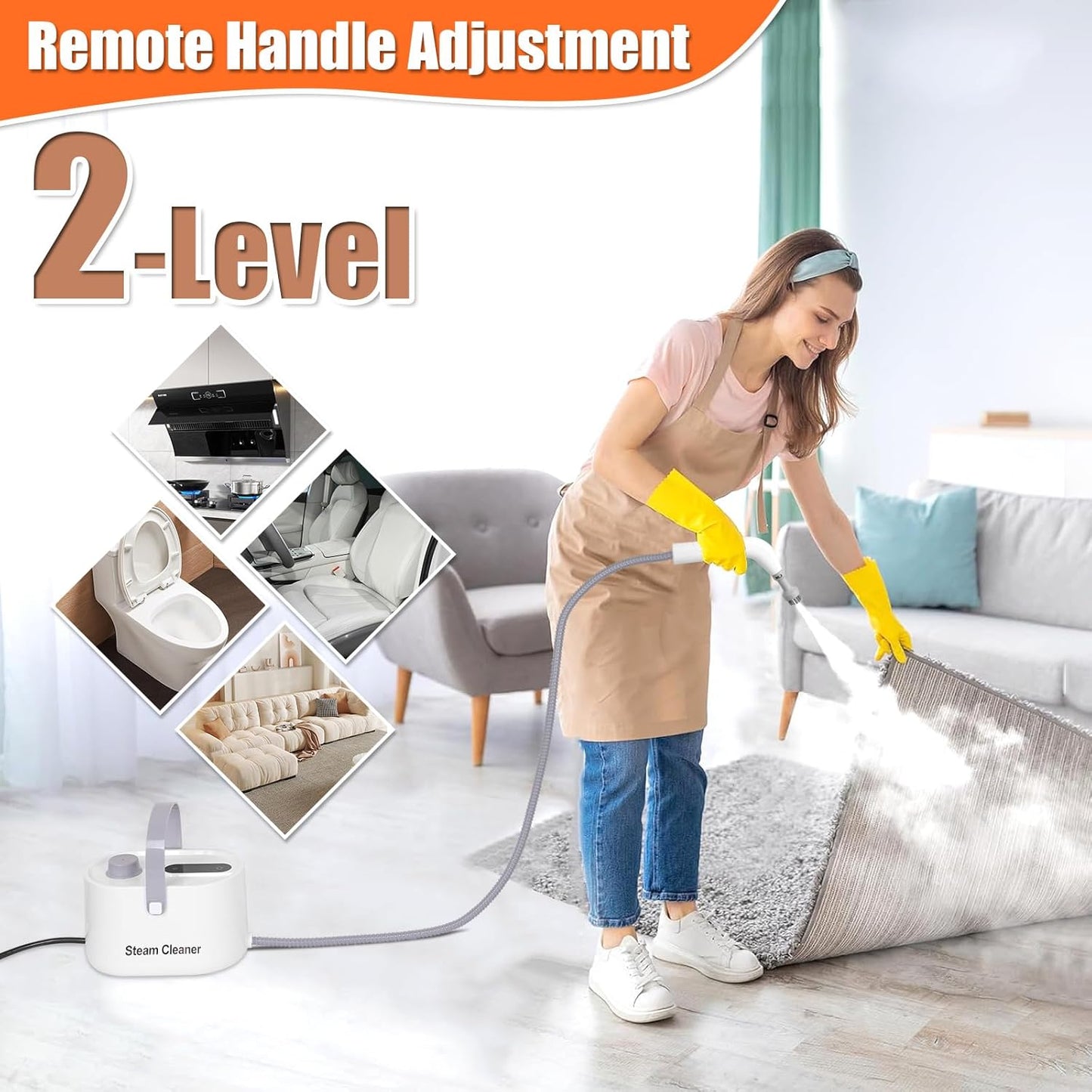 9 in 1 Handheld Steam Cleaner for Home Use, Portable Steamer for Cleaning, Multi-Function High Pressure Steam Cleaner for Car Detailing/Kitchen/Upholstery/Tile/Grout/Camping & All