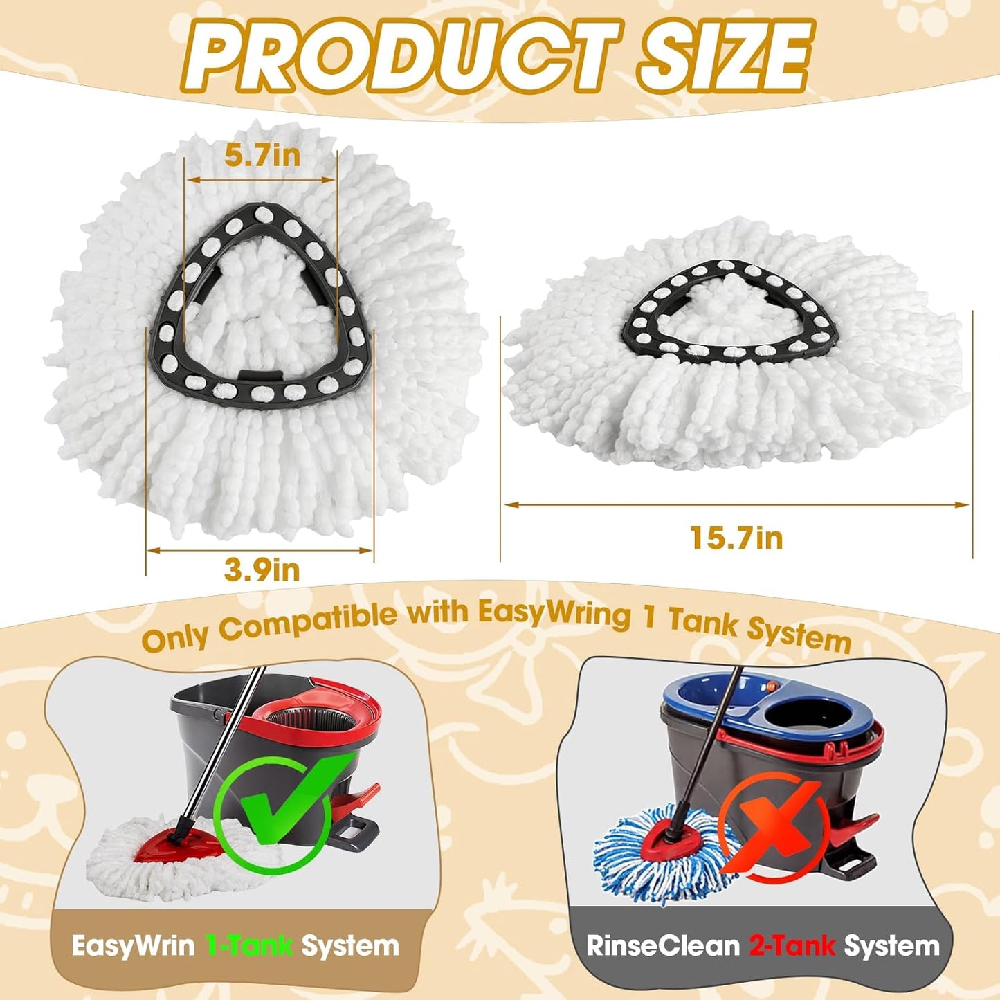 20Pack Spin Mop Replacement Heads, Microfiber Spin Mop Refills for EasyWrin 1-Tank System, 360° Microfiber Replacement Mop Head, Machine Washable Spinning Mop Replace Head for Easy Floor Cleaning