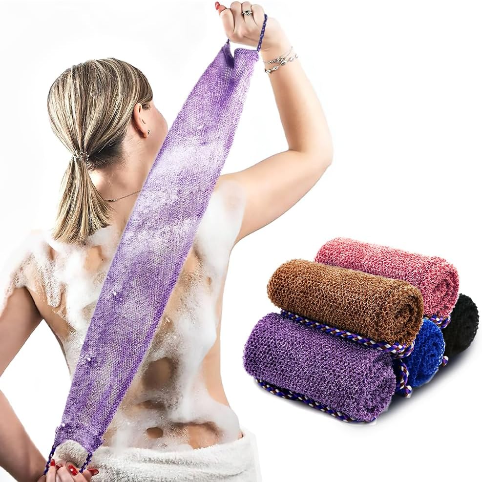 5 Pieces African Net Sponge with Handles Long African Exfoliating Net Washcloth Bath Sponge Net Cloth Wash Net Body Back Scrubber for Shower Loofah