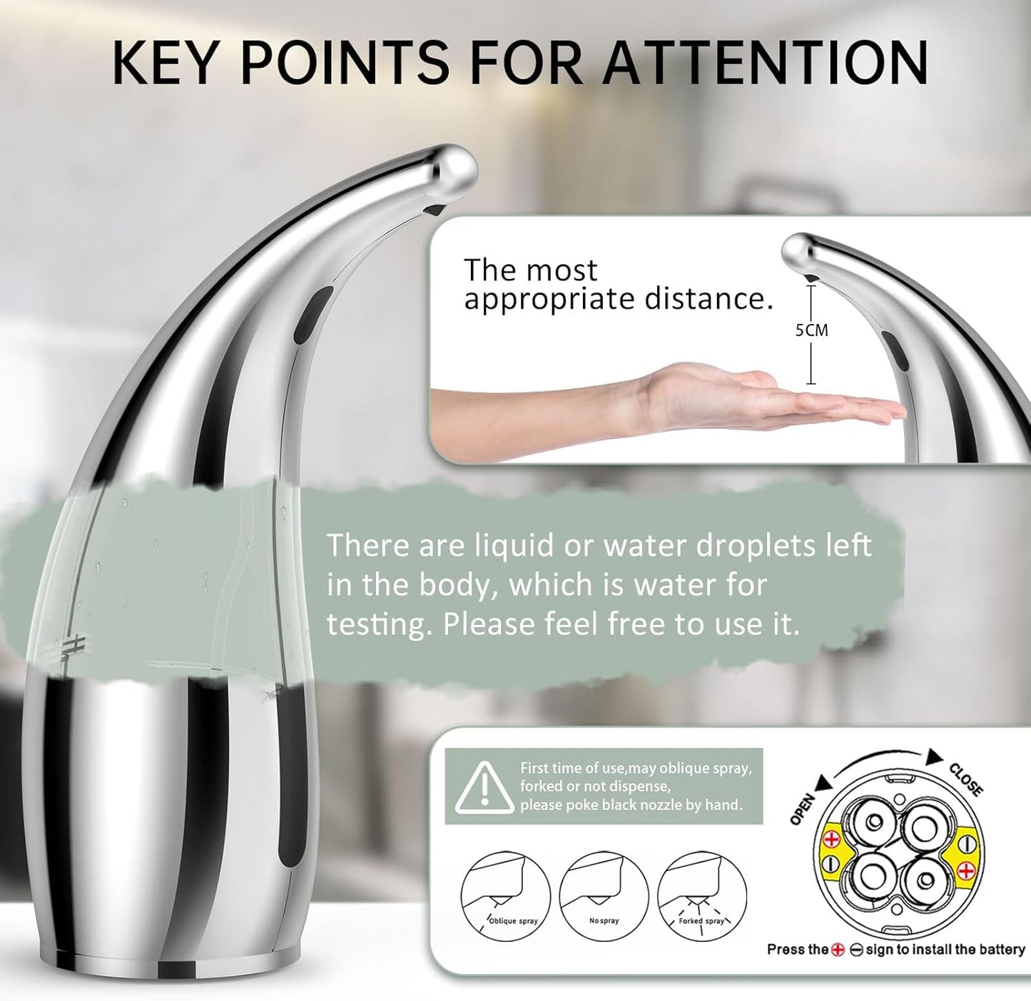 Automatic Liquid Soap Dispenser,300ML Touchless 4 Gear Adjustable,Countertop Electric Battery Operated Silver Hand Soap Dispenser with Sensor for Bathroom,Kitchen,Office