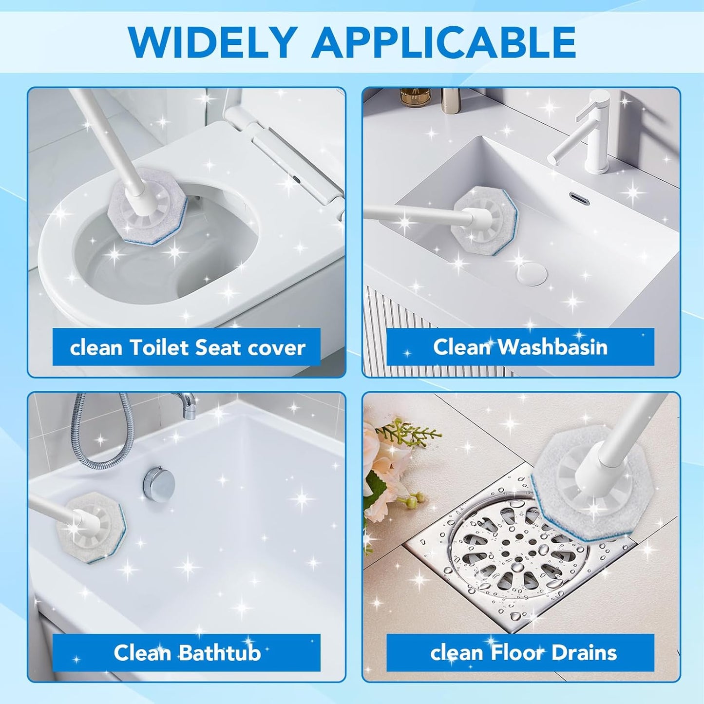 50 Pcs Disposable Toilet Bowl Wand Refills for Clorox, Upgraded Replacement Heads System Compatible with Clorox Toilet Wand Refills for Bathroom Cleaning