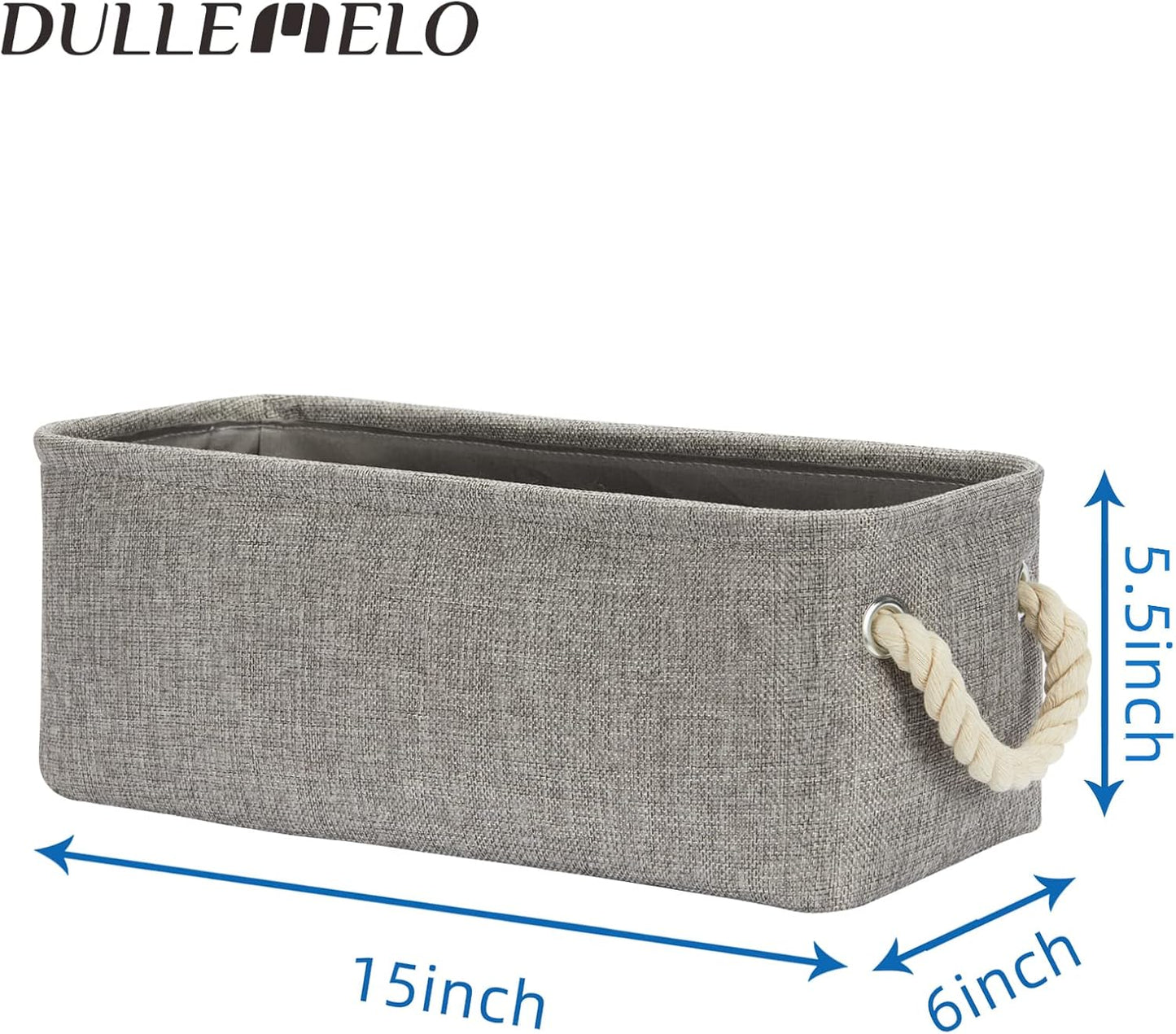 DULLEMELO Toilet Paper Storage Basket, Toilet Tank Basket with Rope Handles (Grey)