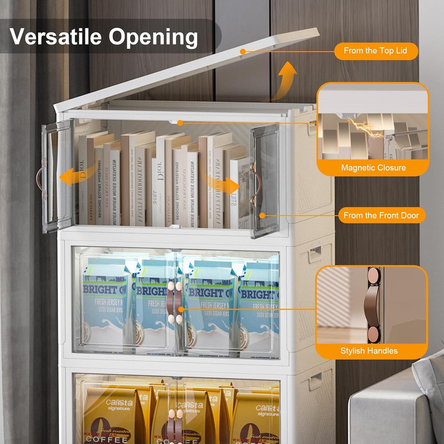 Extra Large Stackable Storage Bins with Lids & Wheels & Door, 336QT-112QT/28GAL*3Pack Foldable Collapsible Closet Organizers, Plastic containers drawers for bedroom Dorm