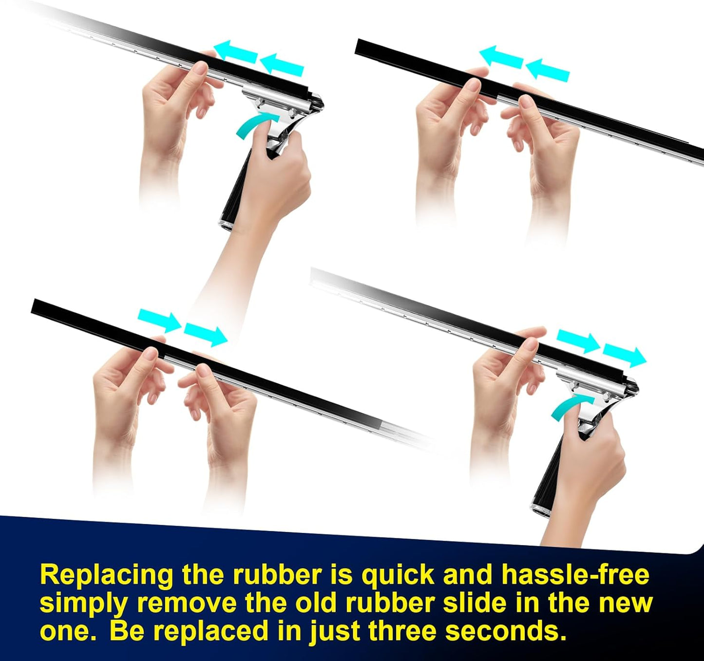 41-Inch High Elasticity Replacement Silicone Squeegee Strips, for Windows Glass Shower Door Cleaning, Durable and Easy to Install