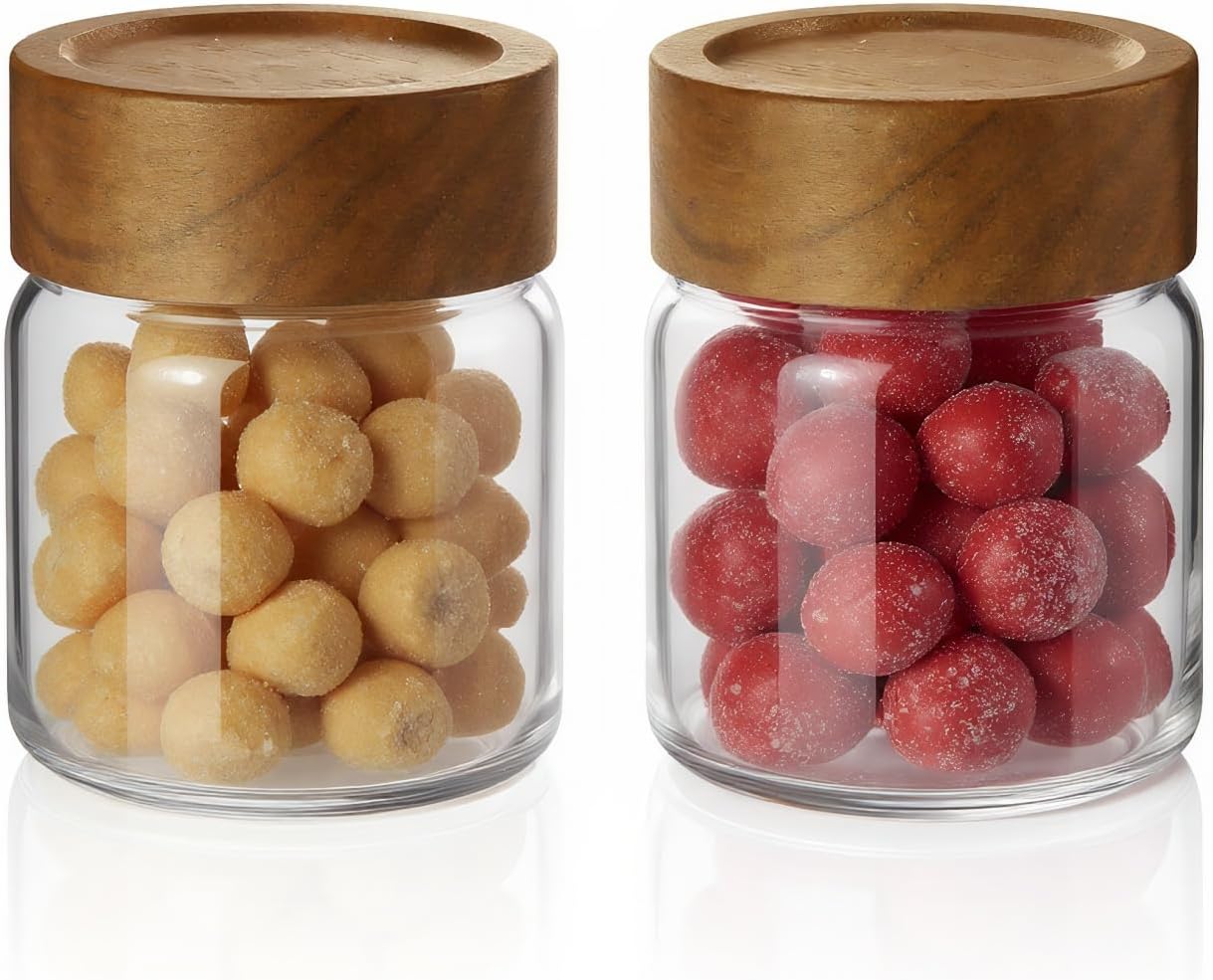 2-Pack 6 oz Glass Canisters with Airtight Sealing Lids - Leakproof Food Mason Jars for Meal Prep, Overnight Oats, Salad Dressings, Yogurt & Spice Storage