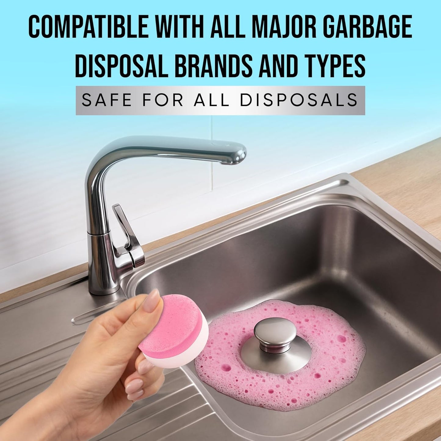 Garbage Disposal Cleaner Tablets 24 Pack – 20g Large Foaming Lavender Scent, Sink & Drain Freshener for Kitchen, Deep Cleaning – 1 Year Supply