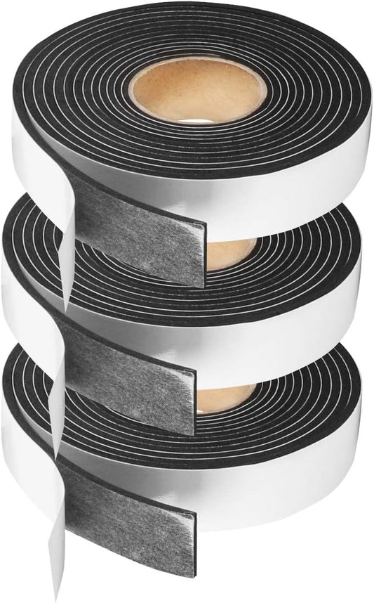 Foam Tape Weather Stripping Window Seal,1"Wx1/8"T High Density Seal Strip,Adhesive Closed Cell Weather Strip(Total 30FT,Black)