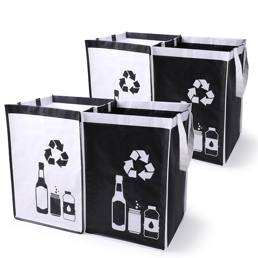 Recycle Waste Bag for Kitchen Home- Large Indoor Recycling Bins Trash Sorting Organizer, Reusable and Waterproof, 4 Pack