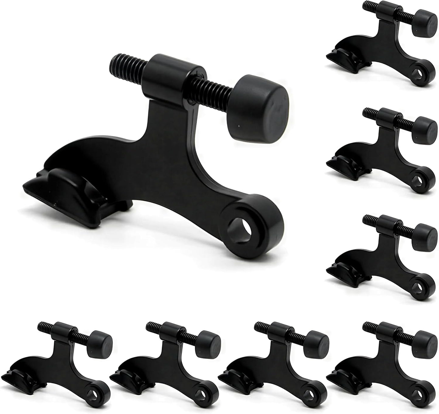 8 Pack Hinge Pin Black Door Stopper, Adjustable Heavy Duty Hinge Pin Door Stop with Black Rubber Bumper Tips