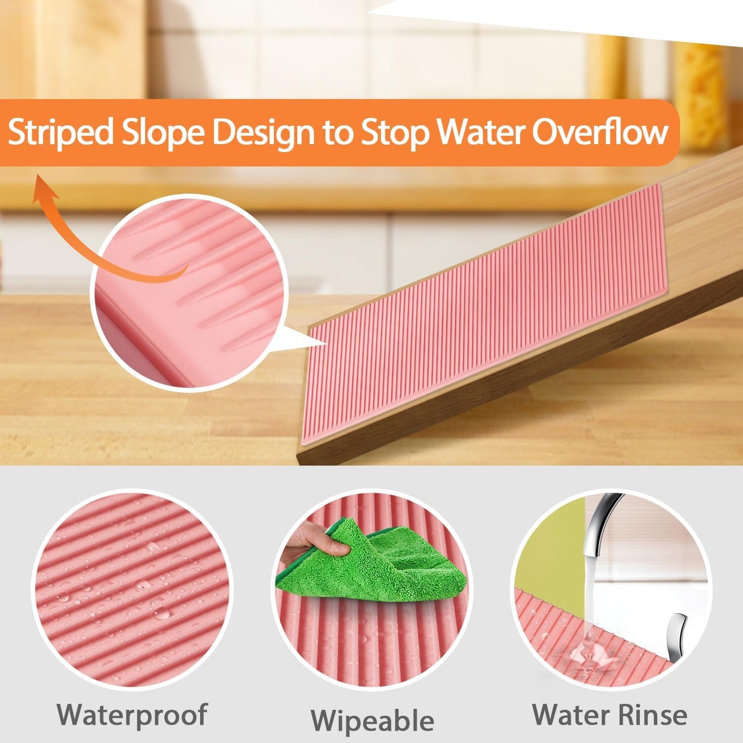 GOYLSER Silicone Refrigerator Liners Fridge Liner and Mat Recyclable, Protect Against Spills Refrigerator Shelf Liners for Glass Shelves, 4Pack Waterproof Drawer Covers Pads, 17.7"x11.8", Pink