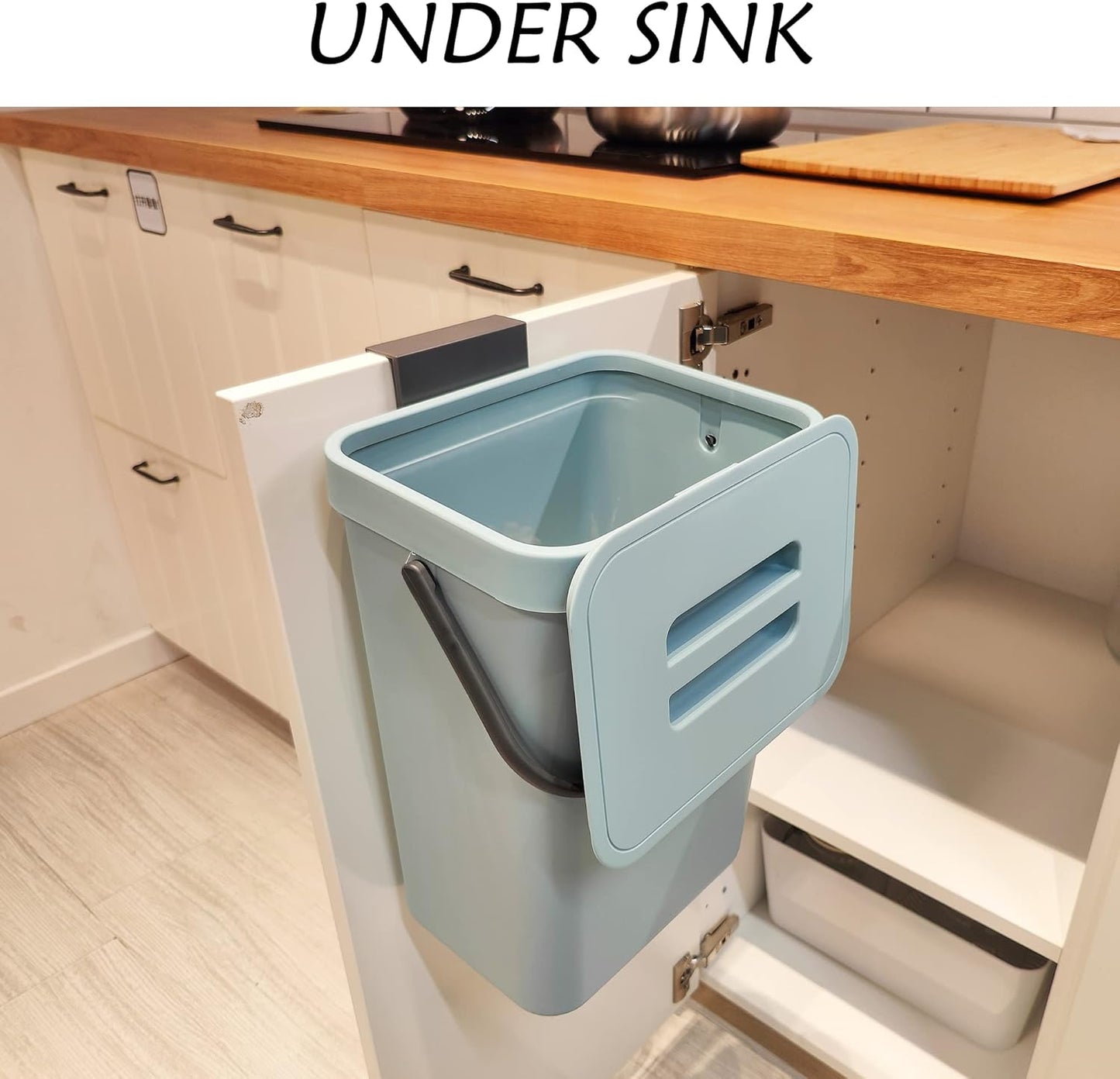 stonespace Compost Bin Kitchen, Under Sink Compost Bin Indoor Sealed, 3.2 Gallon/12L Compost Bucket for Kitchen, Wall Mounted Trash Can，Small Trash Can with Lid，1 Pack Blue