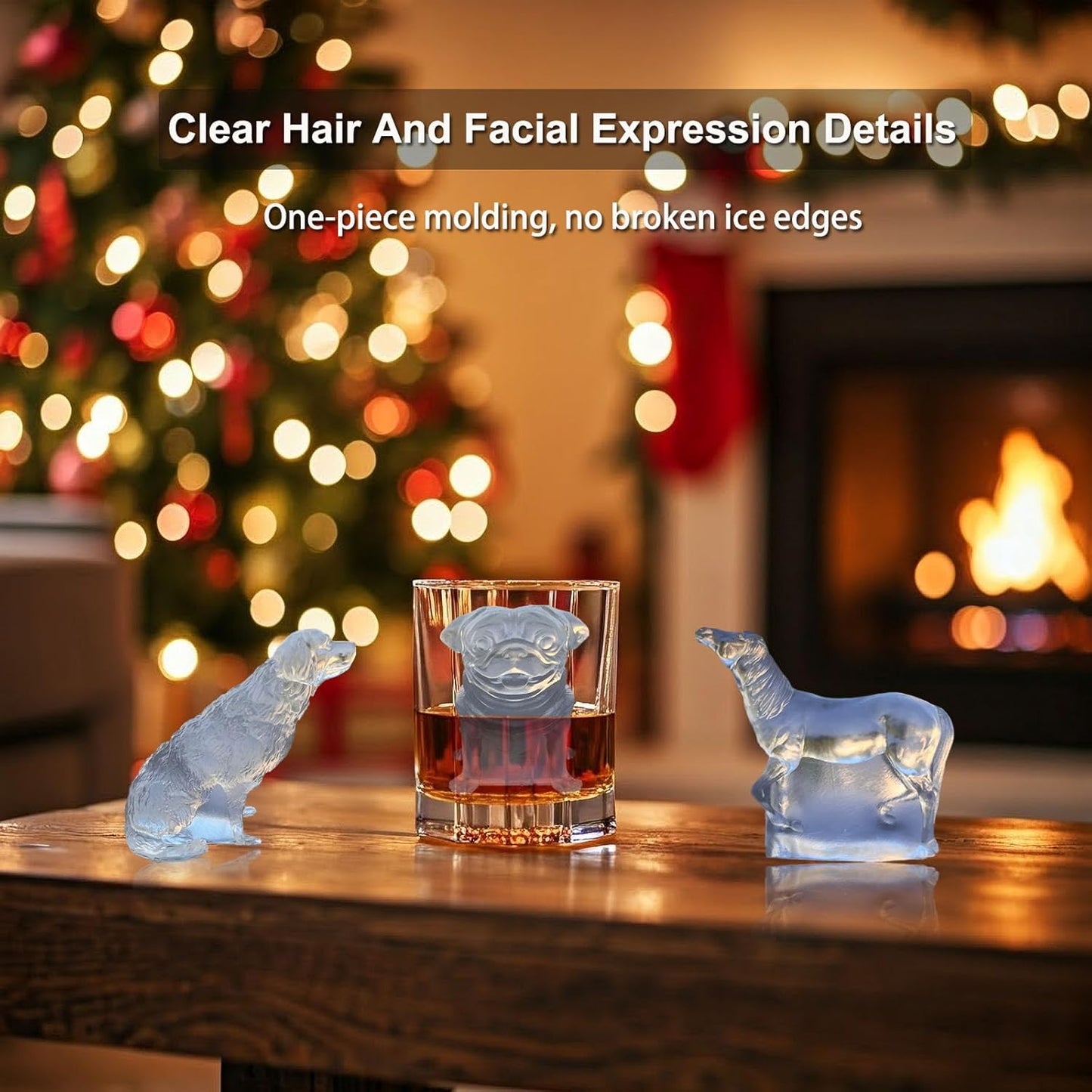 3D Pug Dog Ice Cube Silicone Molds Tray for Whiskey, Cocktail, Drink Decor, Bar; Rich Details. Fun Animal Shape Large Dogs Candle Epoxy Resign Mold; Pug Gifts for Women Kids Puppy Lover, 2 Pack