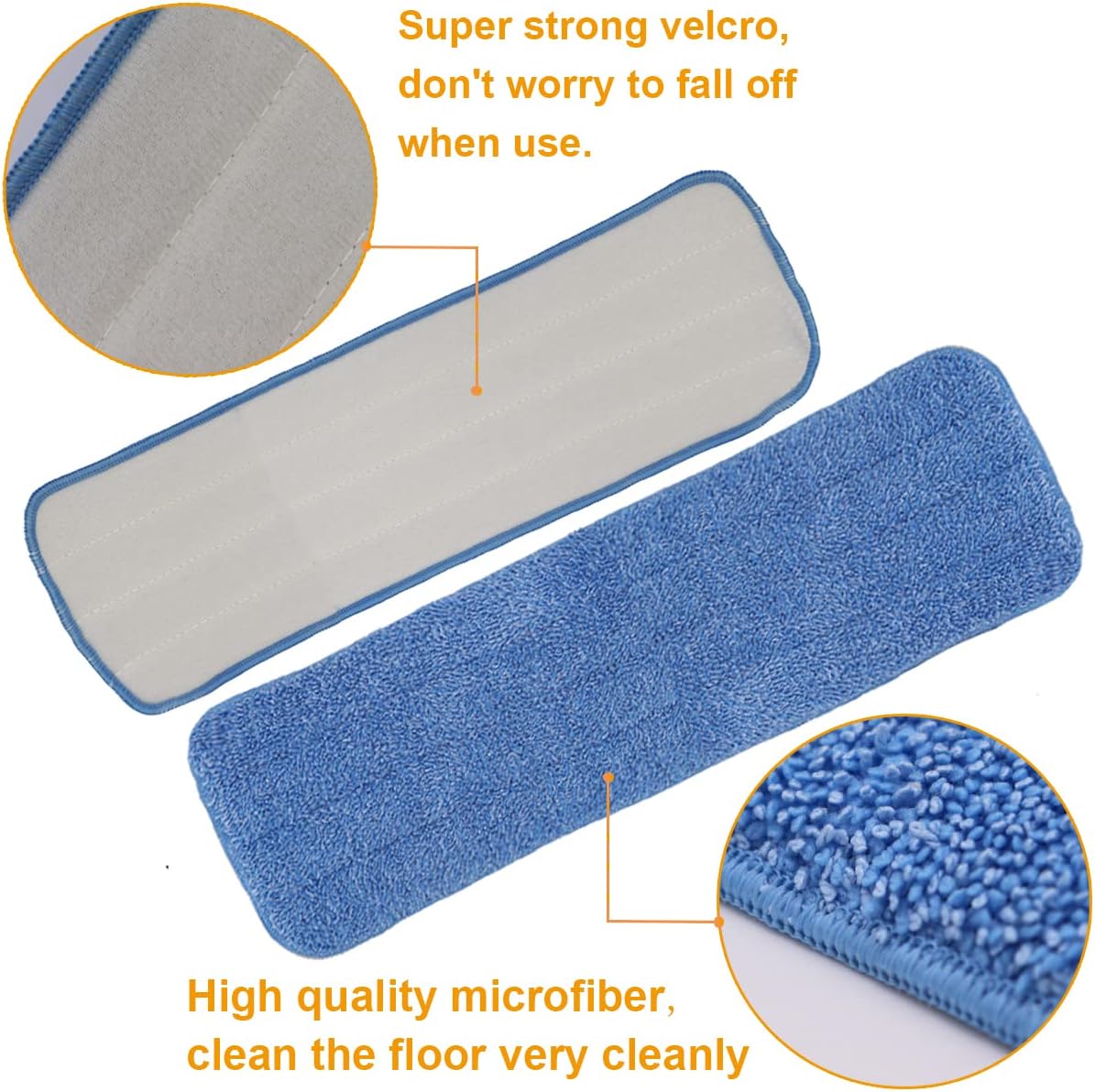 18 Inch Microfiber Spray Mop Replacement Heads Compatible with Bona, Washable Reusable Flat Mop Head Spray Mop Pads Microfiber Cleaning Pads for Wet/Dry Mops - Blue (10 Pack)