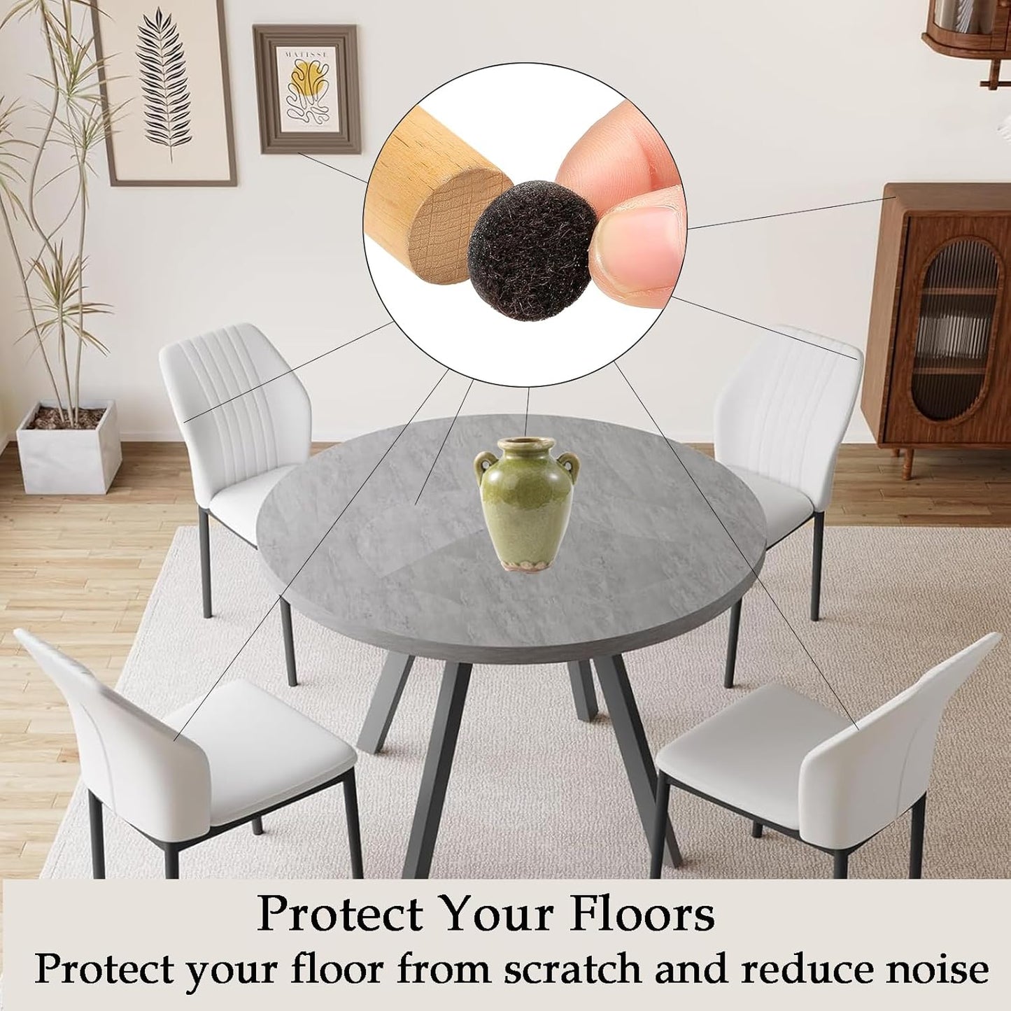 Fursafe&Q Felt Furniture Pads for Hardwood Floors -Self Adhesive Felt Chair Leg Pads，Furniture Feet Floor Protectors, Protect Floor from Nicks, Bumps and Scratch, 201 Pcs Kitchen Cabinet Door Bumper