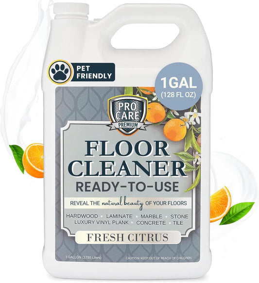 ProCare Floor Cleaner (Made in USA) | Tile, Stone, Laminate, Vinyl & Natural Wood Floor Cleaner for Mopping, Household Supplies, Cleaning Solution with Citrus Aroma - 1 Gal (128 Fl Oz)