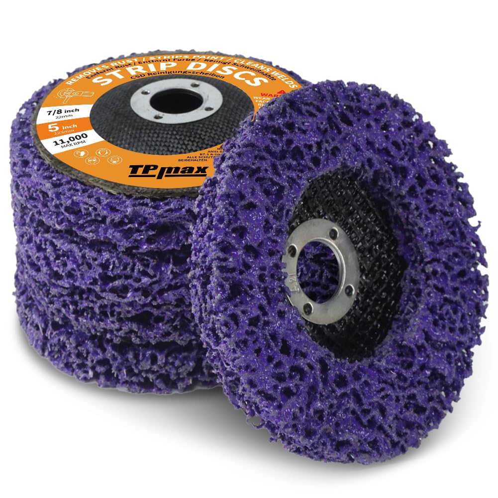 5" x7/8'' Stripping Discs Rust Remover Wheel Remove Paint and Oxidation Poly Strip Wheel Disc Abrasive Angle Grinding Wheel - 5 Pack(Purple)