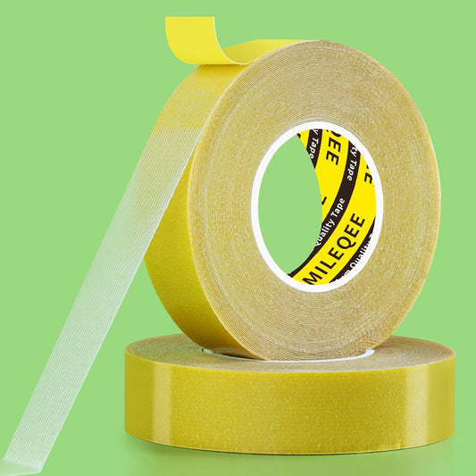 2Pack Double Sided Tape Heavy Duty, 0.79" x 33FT (66FT Total), Universal High Tack Strong Wall Adhesive with Fiberglass Mesh, Super Sticky Resistente Clear Tape, Easy Use Mounting Tape