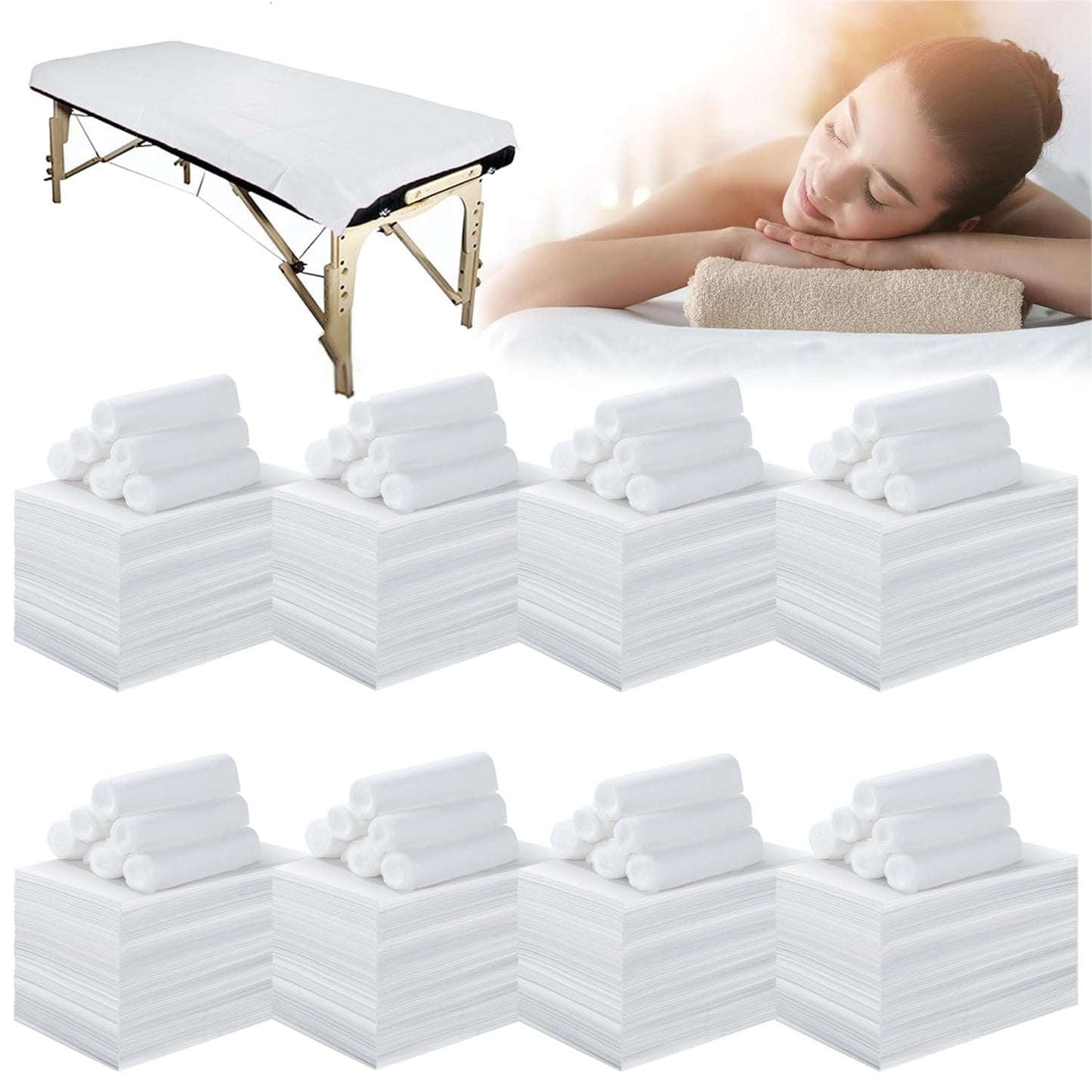 800 Pcs Disposable Bed Sheets for Massage Table 31" x 71" Massage Table Sheet Soft Non Woven Bed Cover Breathable for SPA Massage Beauty Tattoos(White)