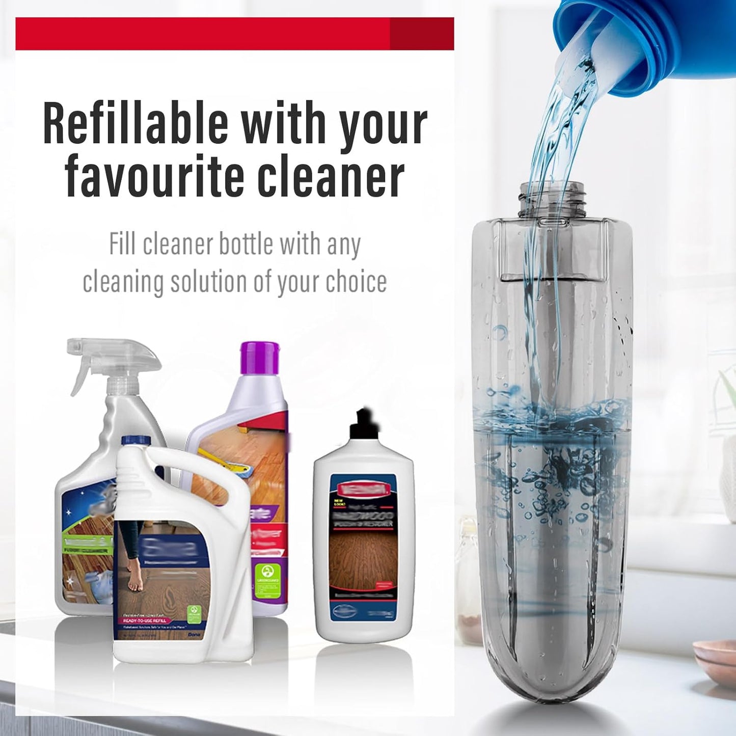 Spray Mops for Floor Cleaning Floor Mop with a Refillable Spray Bottle and 2 Washable Microfiber Pads Home or Commercial Use Dry Wet Flat Mop for Hardwood Laminate Wood (Red)