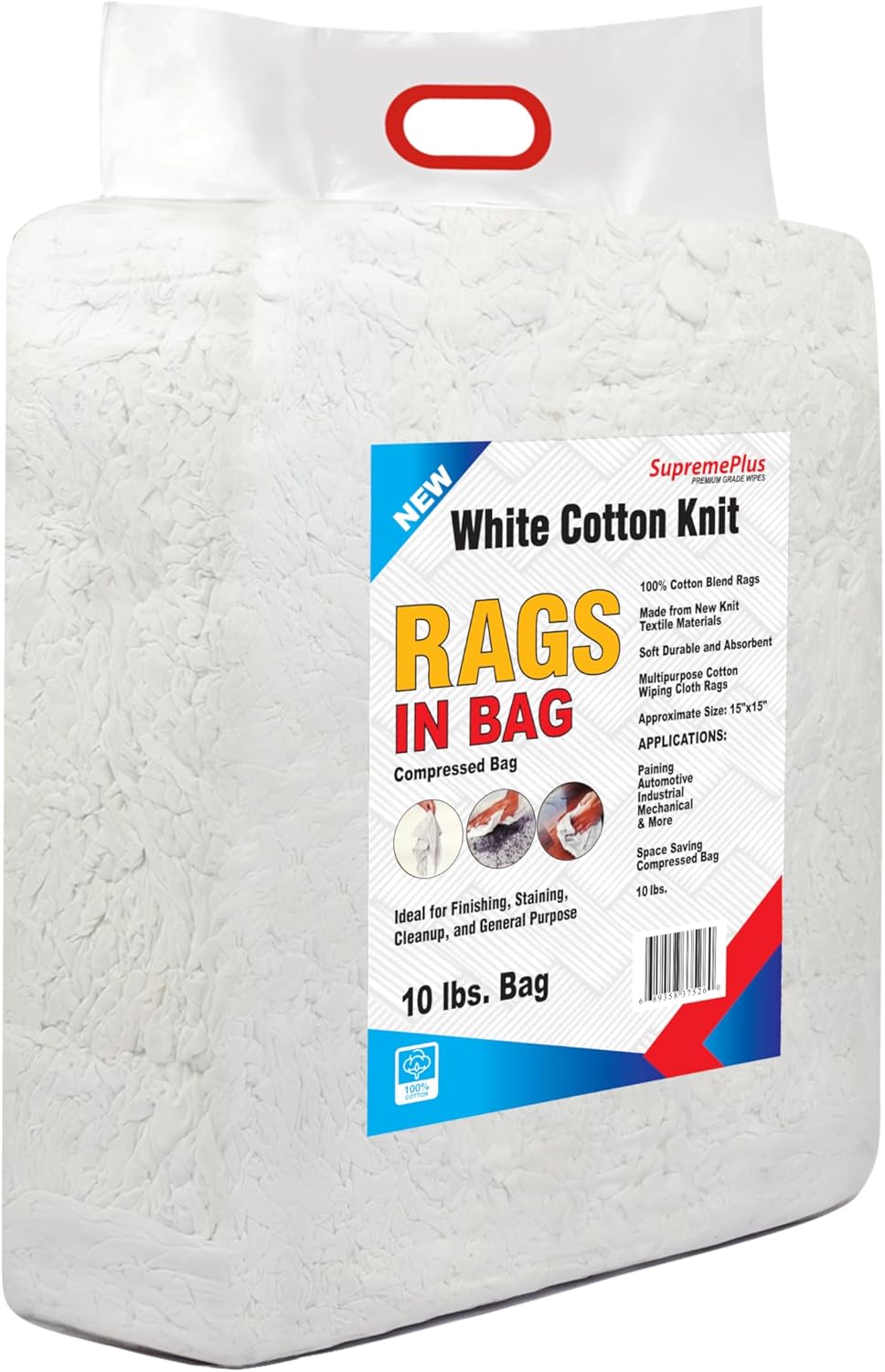 Premium White T-Shirt Cleaning Rags (10 lbs. Bag) – White Cotton Rags for Cleaning, Staining, Painting, Oil, Grease & Dust Removal – Shop Rags Bulk for Multipurpose use