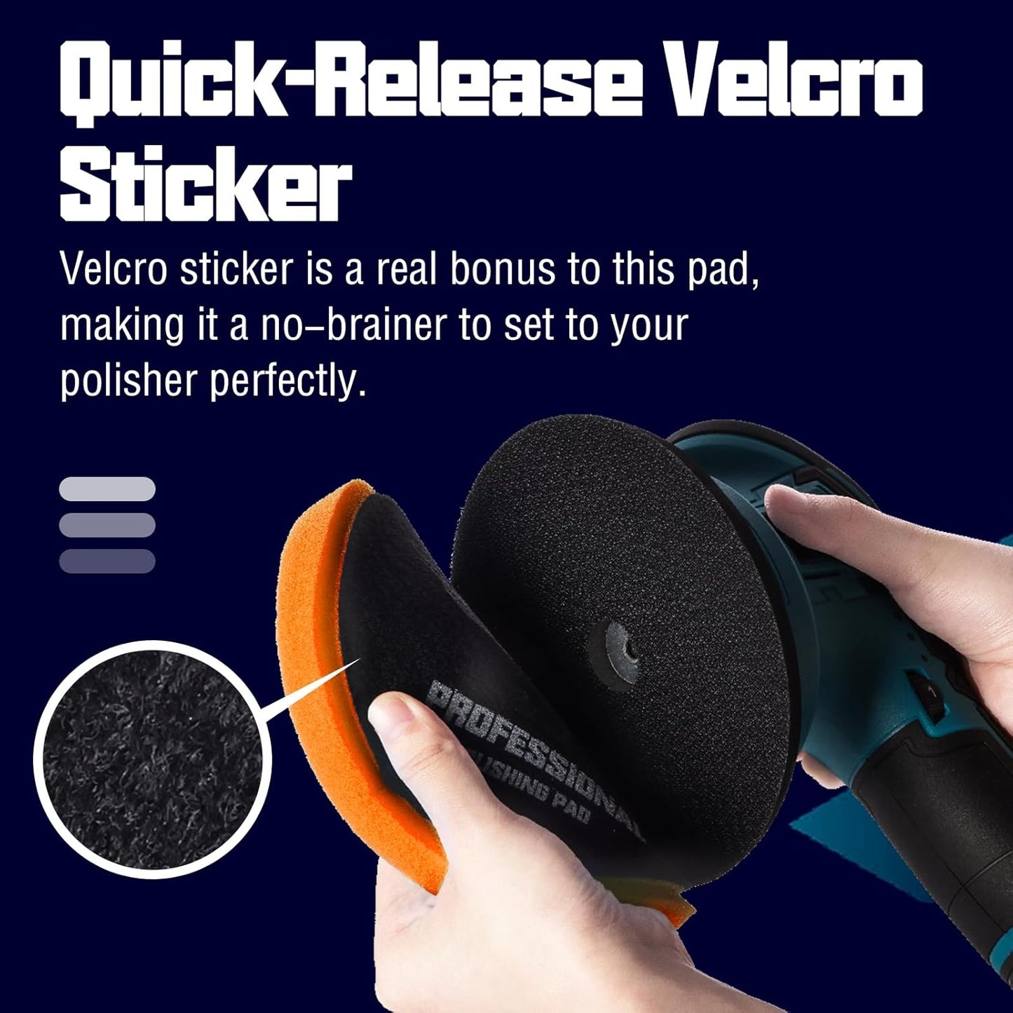 6 Inch Buffing Pads - 3Pcs Orange Buffing Pads - 6.5 Inch Face for 6 Inch 150mm Backing Plate - High-Density Buffing Sponge Pads for Car Buffer Polisher Compounding, Polishing & Waxing