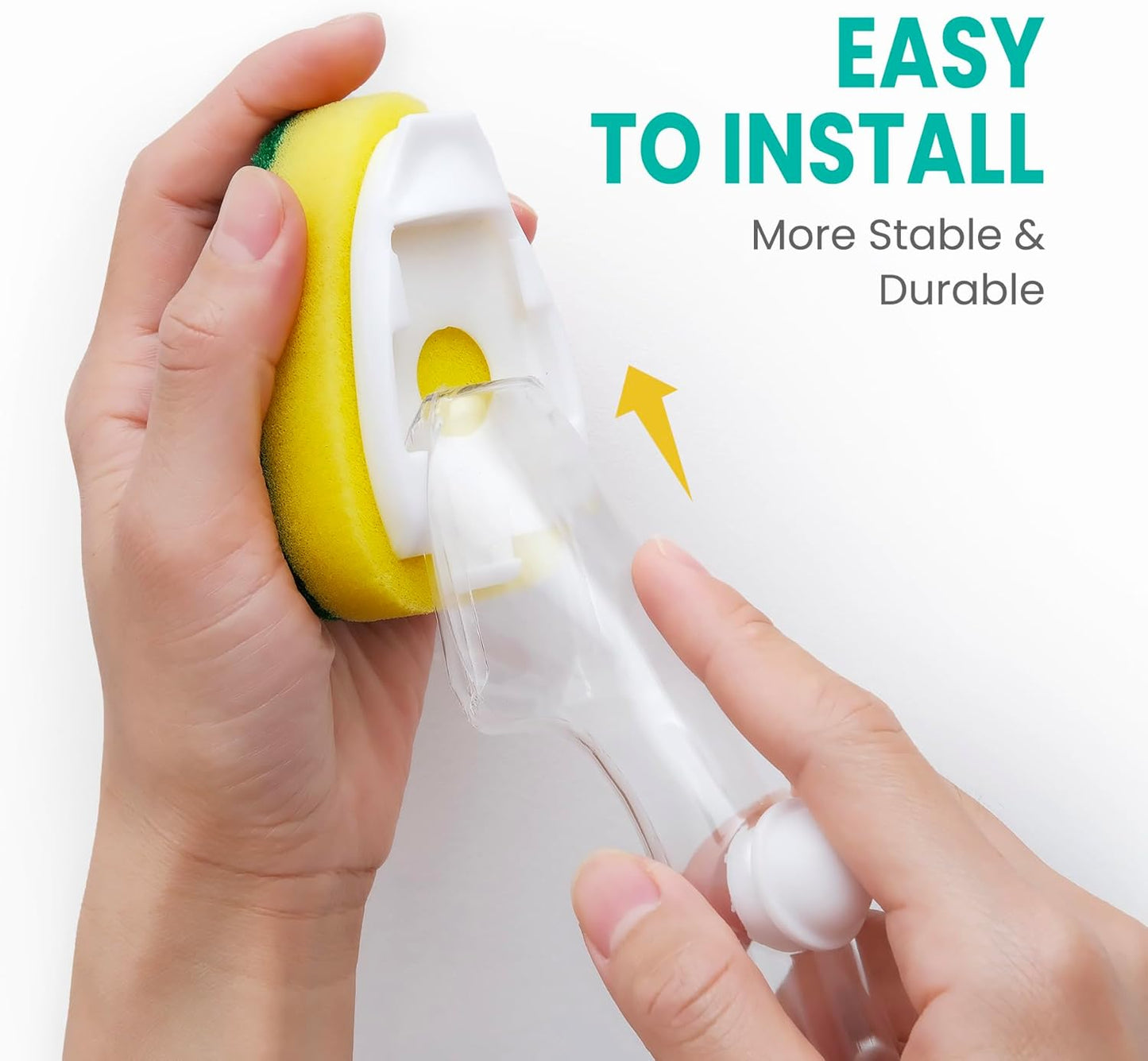 HELIME Heavy Duty Dish Wand Refills Kit with Handle, 6 Non Scratch Dishwand Refill Pack, Replacement Sponge Heads Set,Dishwashing Scrub Brush,Soap Control Dispenser Scrubbers, Dishwasher Cleaning Tool