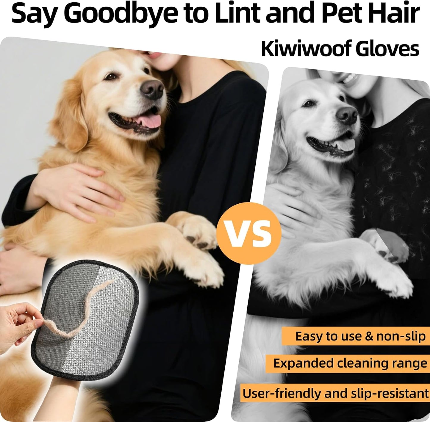 Electrostatic Pet Hair Removal Gloves for Cats&Dogs,2025 New Upgraded Reusable Quick De-Shedding Grooming Gloves,Animal Fur Remover Tool for Couch,Carpet,Furniture,Car Seat,Clothing,Curtain 1PcsYellow