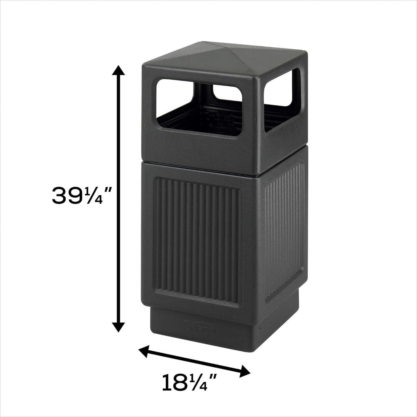 Safco Canmeleon Trash Can, 38 Gallons, Indoor and Outdoor Use, Durable & Weather-Resistant Commercial Garbage Can, Black