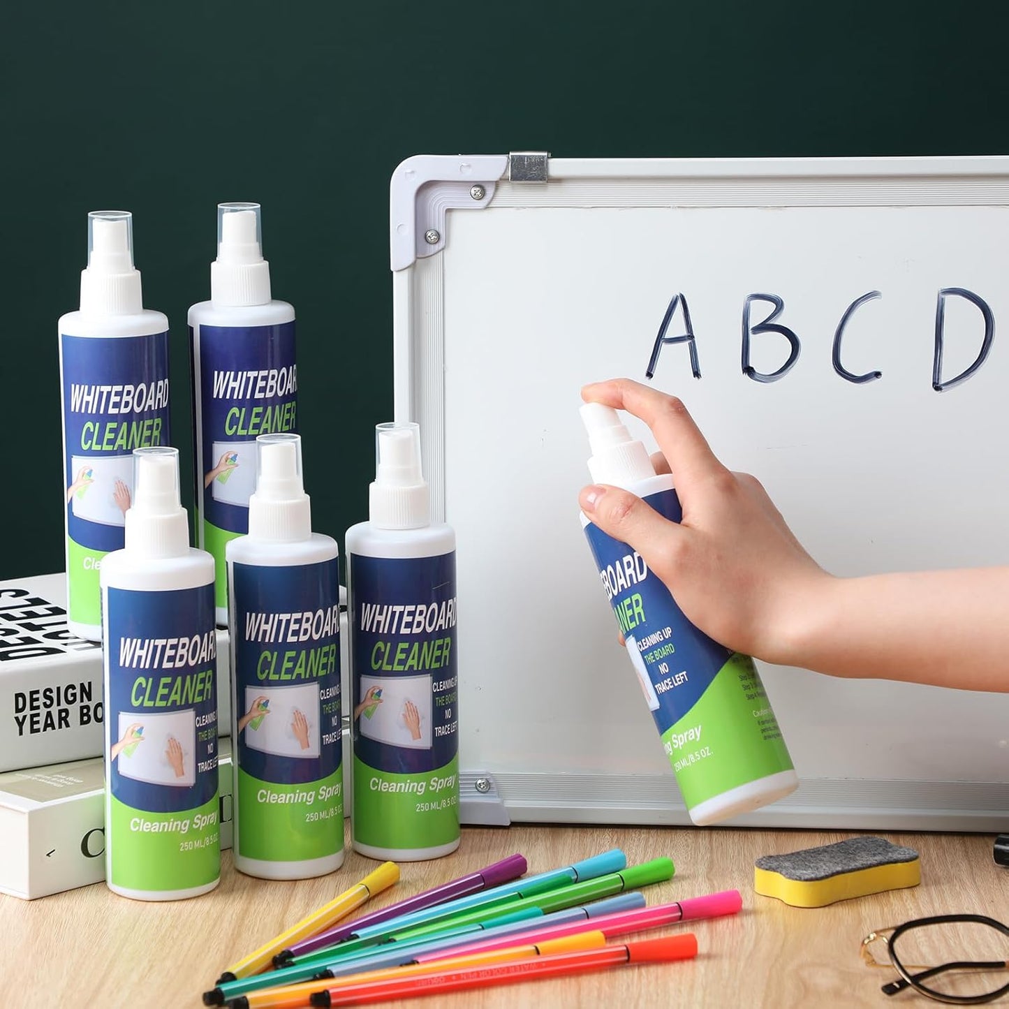 24 Pack Whiteboard Cleaner Spray Bottle 8.5oz Dry Erase Board Surface Cleaner White Board Cleaning Spray Removes Stubborn Marks from Chalkboard