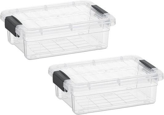 Superio Clear Storage Boxes with Lids, 1.27 Quart Plastic Container Bins for Organizing, Stackable Crates, BPA Free, Non Toxic, Odor Free, Organizers for Home, Office and Dorm, 2 Pack