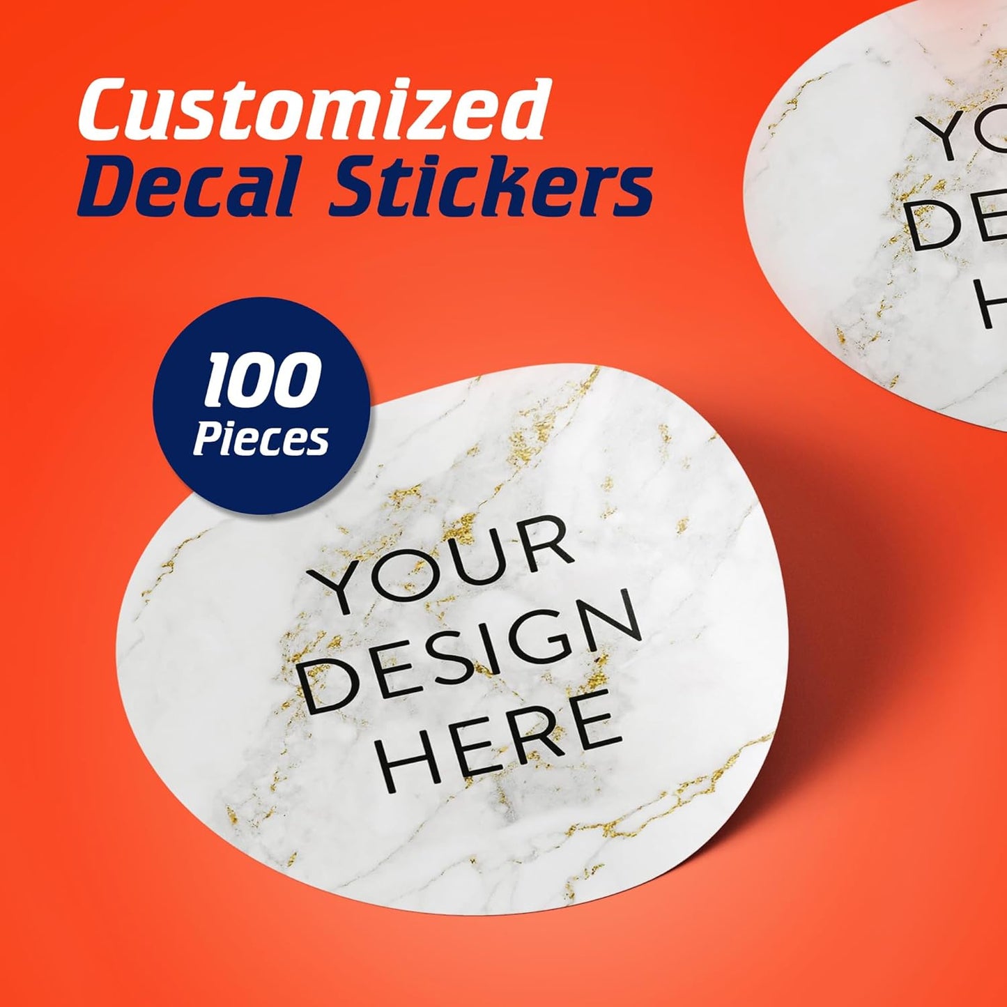 5-1000 Custom Vinyl Stickers - Upload Your own Image, Text, Design, Logo - Personalized Logo Labels for Handmade, Packaging, Bottle, Jars, Candle, Brand Stickers (Gold Marble, 2x2)