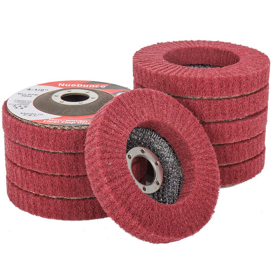 10Pcs 320 Grit Scour Flap Disc 4 1/2 Inch Angle Grinder Attachment General Purpose Wire Brush Polishing Wheel Rust Paint Remover Scratch Prep Sanding Disc