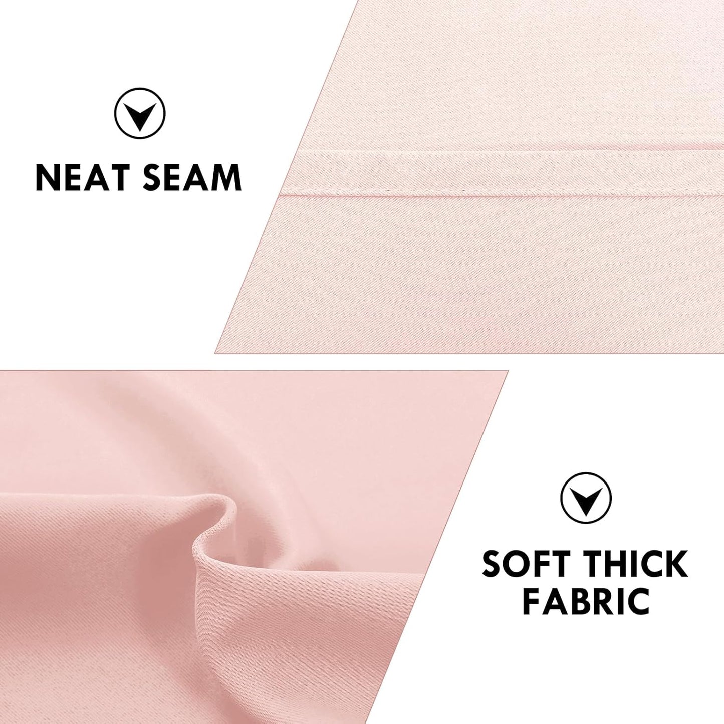 DWCN Blackout Curtains – Thermal Insulated, Energy Saving & Noise Reducing Bedroom and Living Room Curtains, Blush Pink, W 52x L 45 Inch, Set of 2 Rod Pocket Curtain Panels