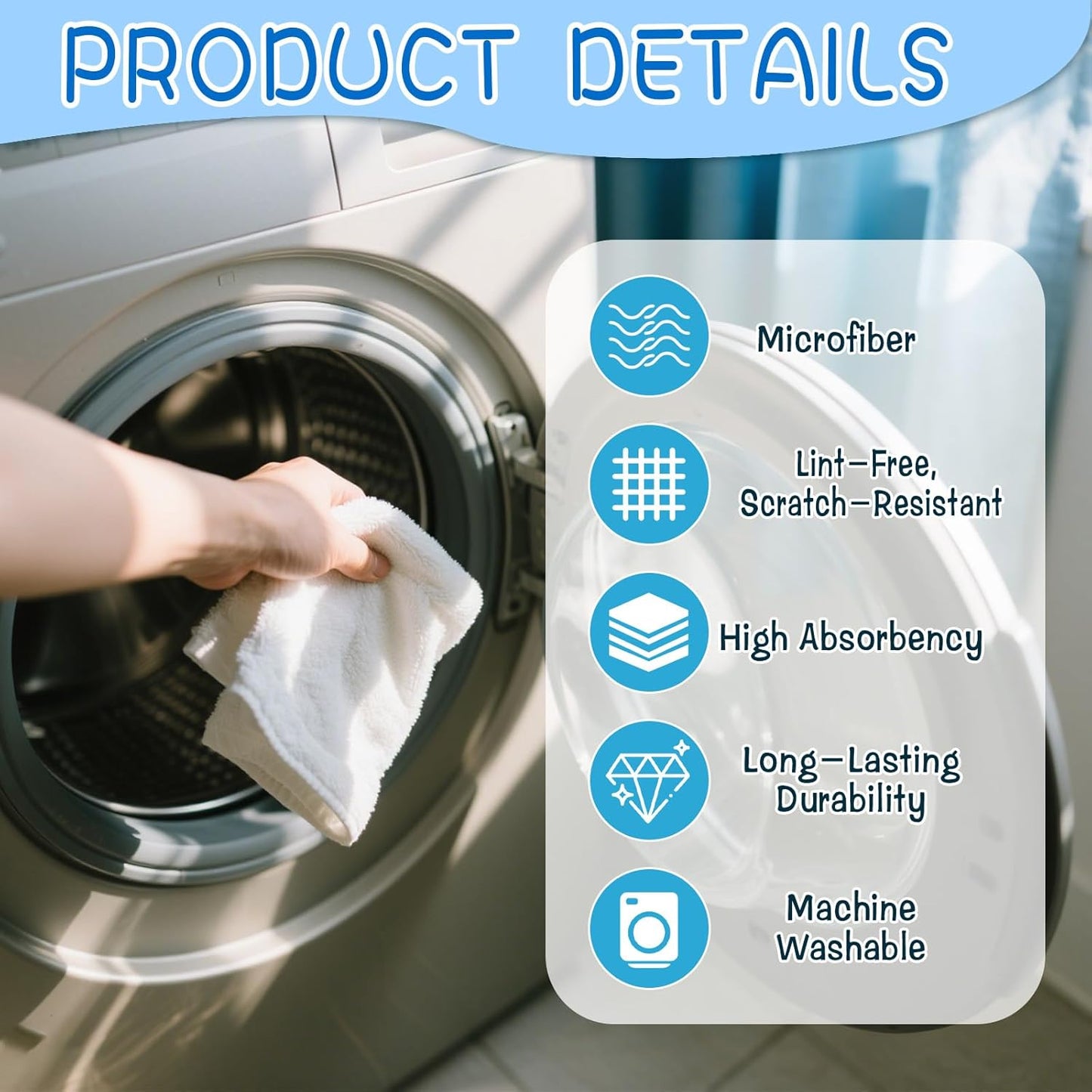 4 Pack Extra Large Microfiber Cleaning Cloths 20"x30", Lint-Free Reusable Towels for Home, Glass, Windows, Office, Kitchen, Bathroom – White