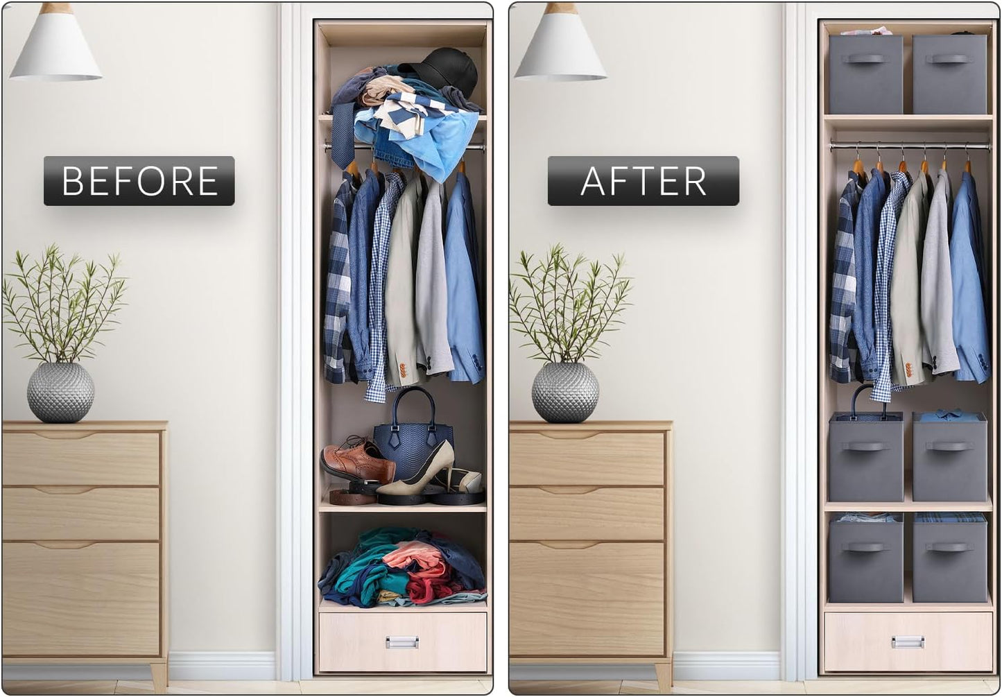 Sorbus 13 Inch Storage Bins - Sturdy Collapsible Fabric Storage Cubes with Handle - 8 Foldable Baskets for Organizing Clothes, Toys, Books - Storage Baskets for Shelves, Closets