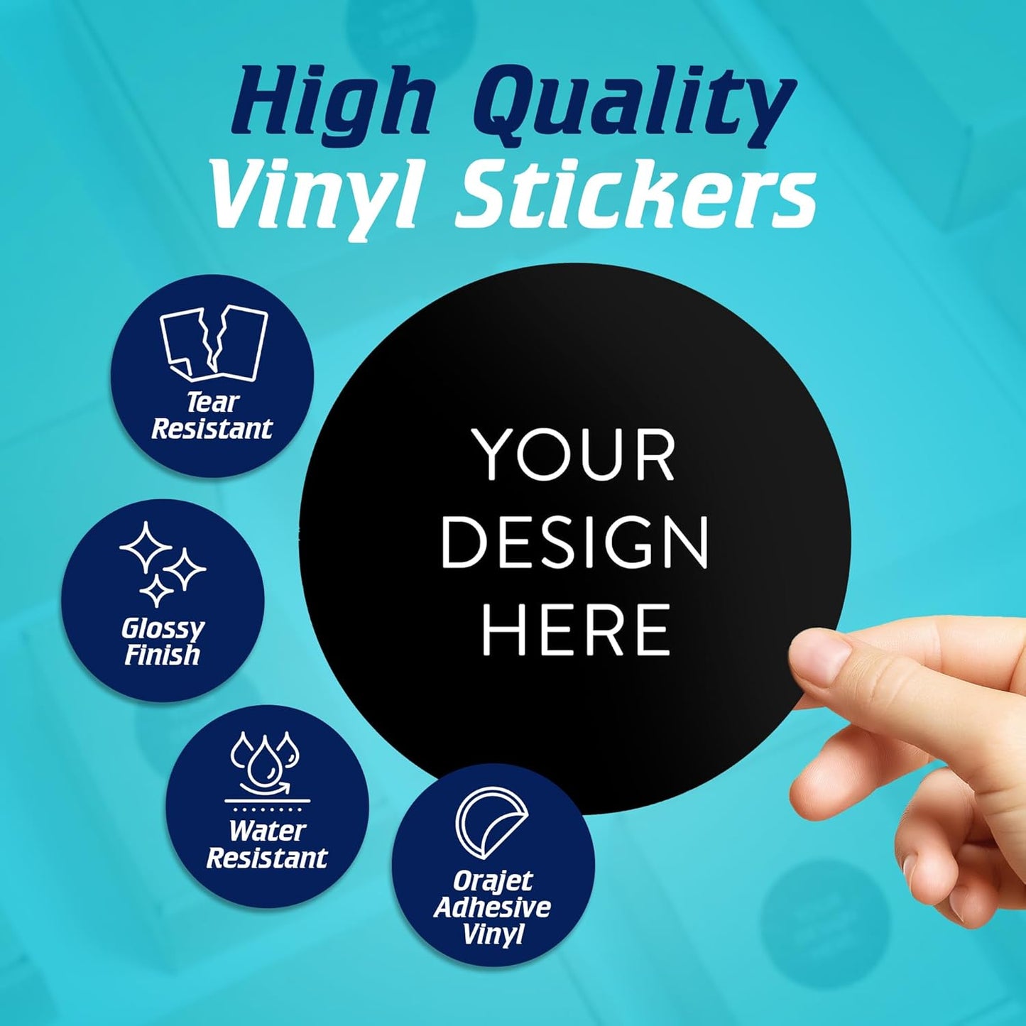 5-1000 Custom Vinyl Stickers - Upload Your own Image, Text, Design, Logo - Personalized Logo Labels for Handmade, Packaging, Bottle, Jars, Candle, Brand Stickers (Black, 6x6)