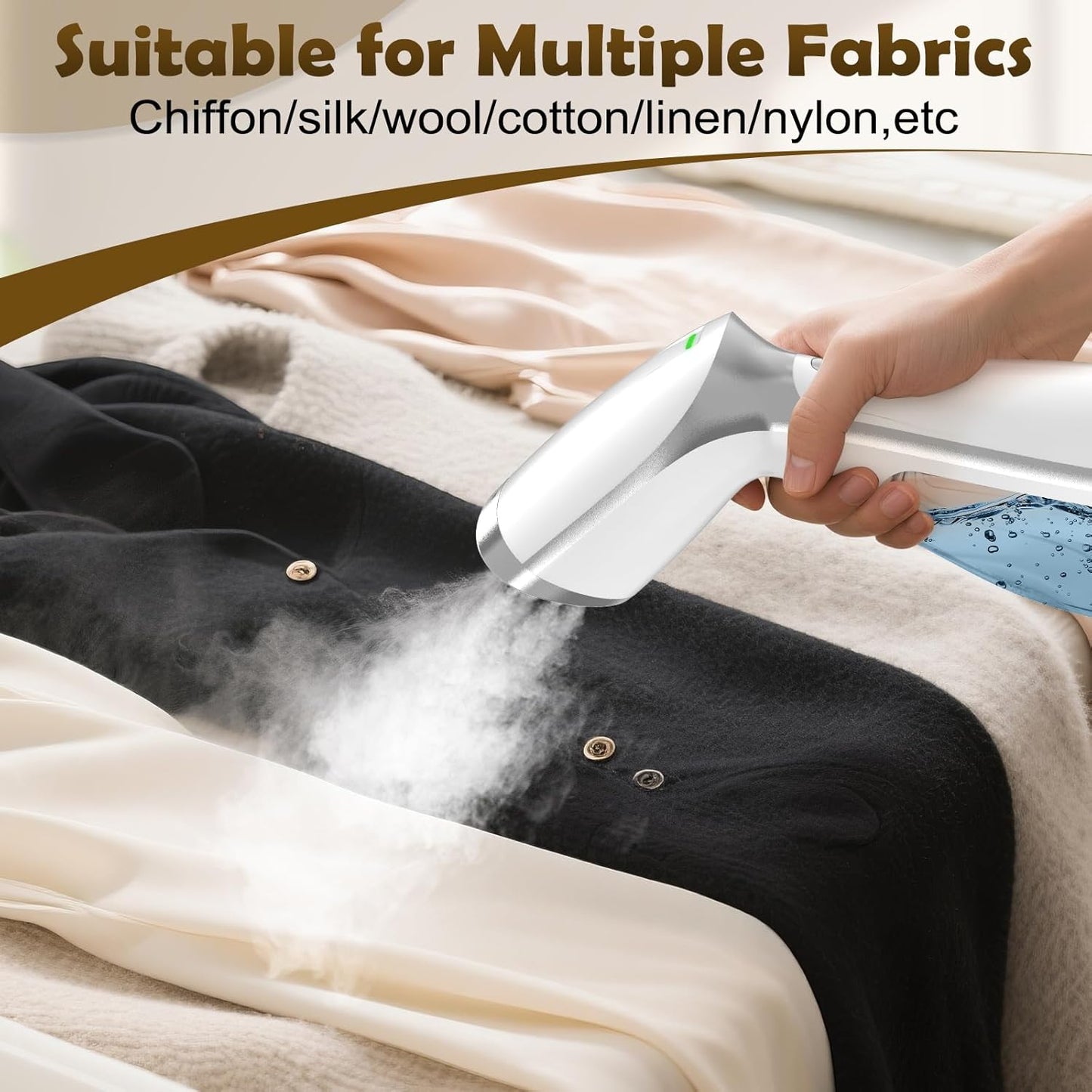 Portable Steamer for Clothes, 20s Fast-Heat Handheld Garment Steamer with Leak-Proof Tech, Large-Capacity Iron for Travel, Home & Dorm