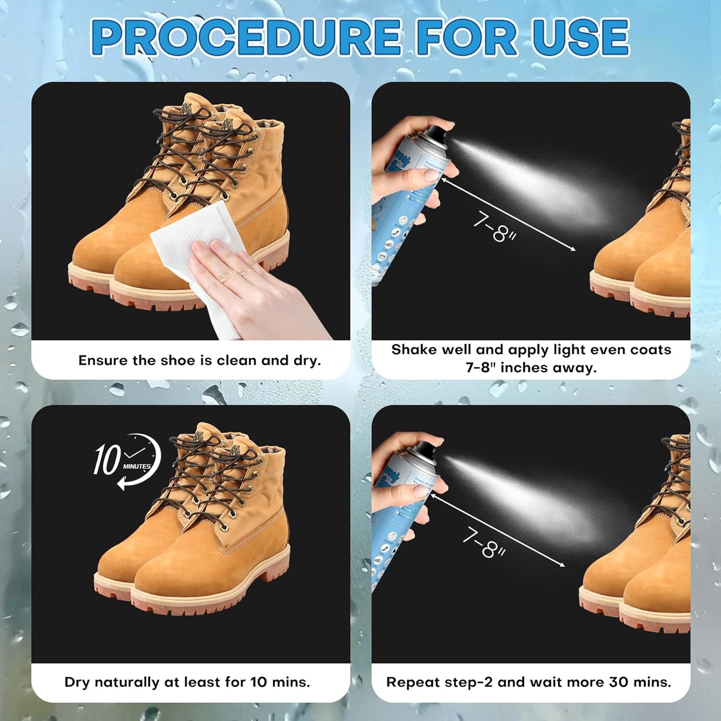 etching Shoe Protector Spray, Suede Protector Spray, Rain & Stain Waterproof Protection for Shoes, Boots, Handbags, Purses, Suede, Leather, Canvas, Nubuck, Fabric, Nylon, 10.15Oz