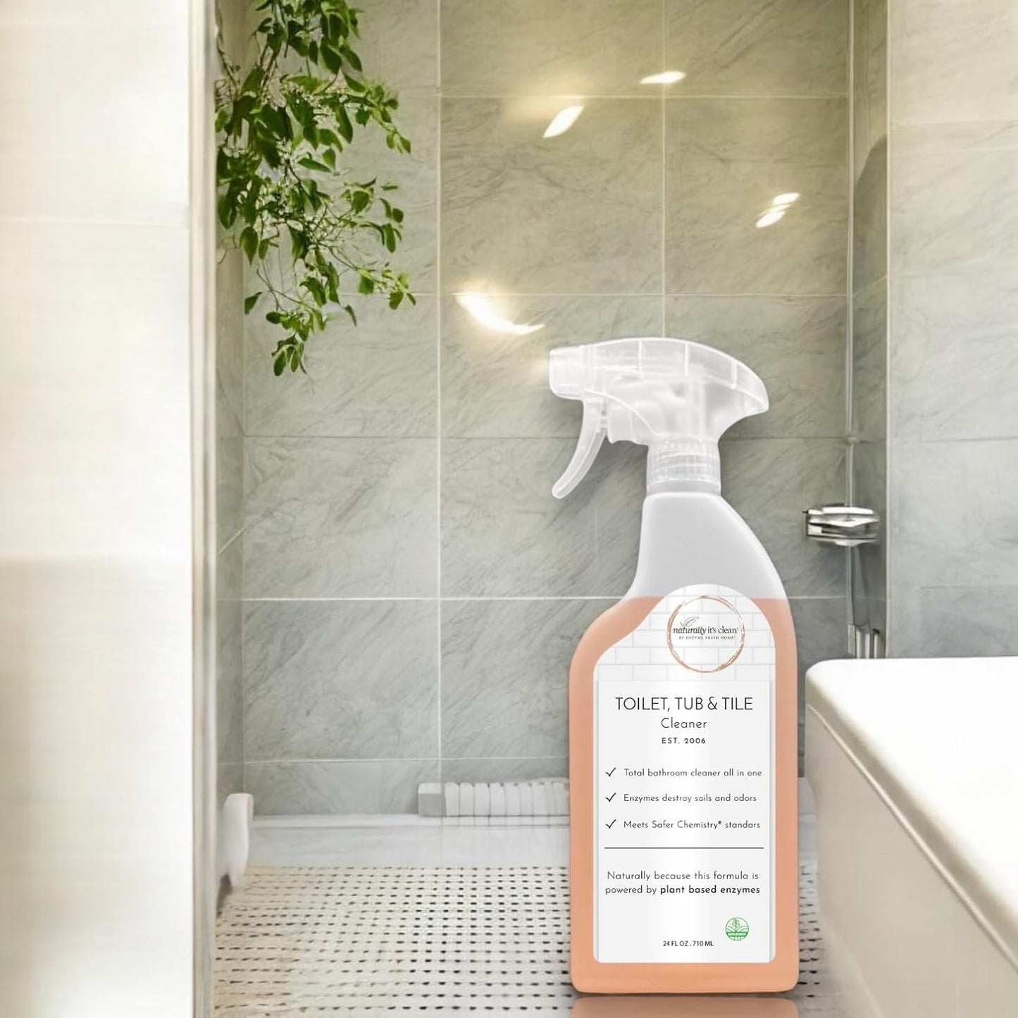 naturally it's clean Bathroom Cleaner | Toilet, Tub, Tile, Shower & Sink | Plant-Based Enzymes | Removes Soap Scum & Hard Water Buildup | Odor Eliminator | Septic Safe | Made in USA - 2 Pack