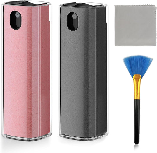 Fingerprint Proof Screen Cleaner,3 in 1Touchscreen Mist Cleaner Spray Wipe Cleaner,Safe for All Phones, Computer, Laptop, Tablet and Car Screen(Grey Pink)